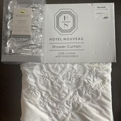 Shower Curtain and Hangers 
