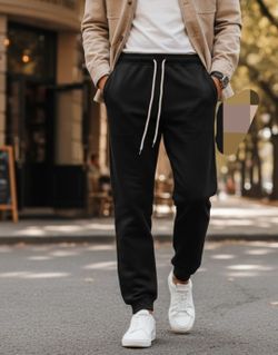 Unbranded Women's/ Men's Size 1XL Black Sweatpants With Pockets White Drawstring. unbranded black jogger sweatpants featuring an elastic waistband, ci