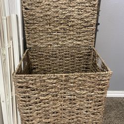 Tall Wicker Basket With Lid