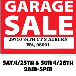 Garage Sale Today 4-26 9:am To 5:pm