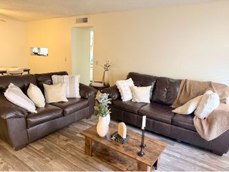 Leather sofa bed