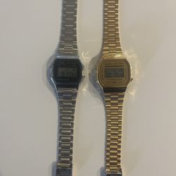 2 Casio Digital Watches – Gold & Silver – Water Resistant