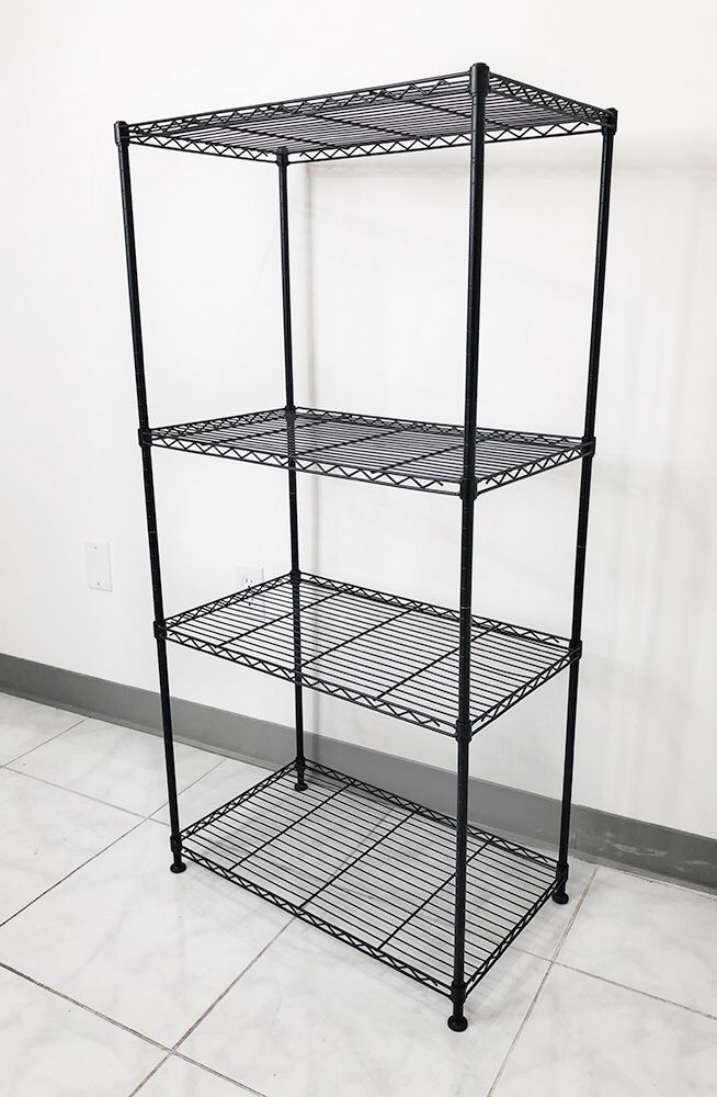 New $35 Small Metal 4-Shelf Shelving Storage Unit Wire Organizer Rack Adjustable Height 24x14x48”