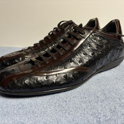 Mezlan Custom Austin Tabac Men’s 13 M Exotic Ostrich Skin Lace up’s 