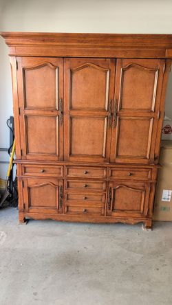 Large Wood Armoire Entertainment Cabinet