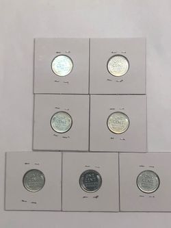 (7) brilliant 1943 steel pennies