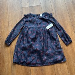 New Oshkosh Bigosh Girls Toddler Flower Long Sleeve Dress 5t 