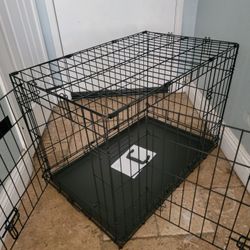 Brand new Med'Lrg Dog -Cat Crates,  2 Door Folding Puppy Kennel Animal Cage With Tray Up To 45lbs Dog Kennel  $50 Pet  Anxiety Cage Jaula De Mascota 