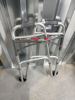 Drive Medical Deluxe Two-Button Folding Walker with 5-inch wheels