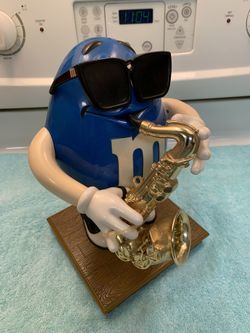 M&M saxophone peanut M&m dispenser complete with glasses and sax