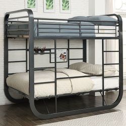 Modern Metal Bunk Bed (full Size) With Built In Table