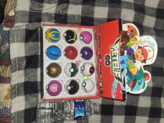 12 pc Poke Ball Set. With Mini Characters Inside