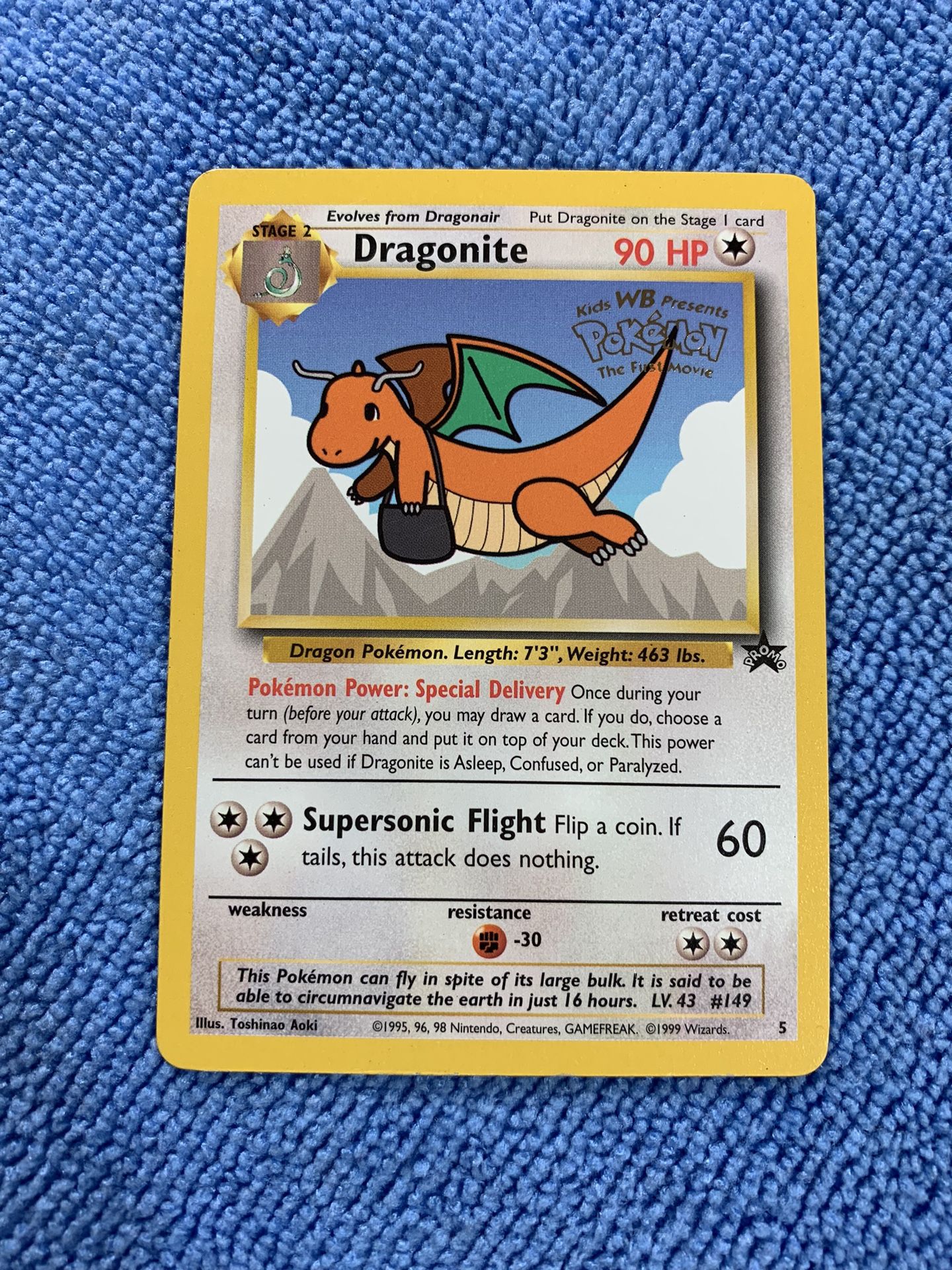 Dragonite 4 Black Star First Movie Promo 1999 WB Gold Stamp Pokemon Card
