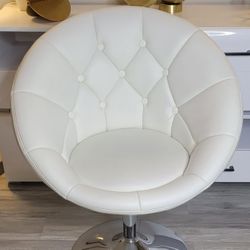 Modern Vanity Makeup Chair Faux Leather Desk Chair Round Swivel Adjustable Bedroom Chair White💍📿🪮👚🪭👜👝🪑