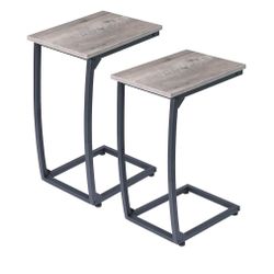 C Shaped End Table Set of 2, Side Table for Couch,Curved Support Legs, Slide Under Couch Table for Sofa, TV Tray Table for Living Room Bedroom