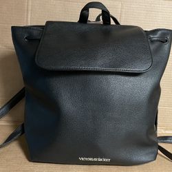 Victoria's Secret Backpack Purse Tote Black Faux Leather.  