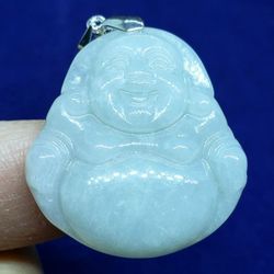 Burmese icy Type A Jadeite Jade Pendant Lucky Happy Buddha.