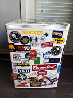 Mini Fridge Covered in Stickers