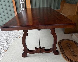 ** High-End ** Solid Wood Plank & Iron Dining Table 2 Benches 2 Chairs