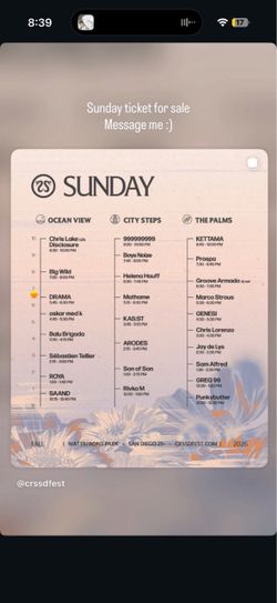 SUNDAY CRSSD TICKET