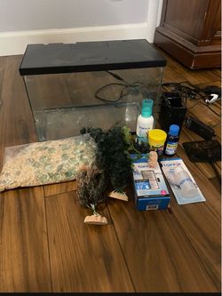 Small fish tank and supplies