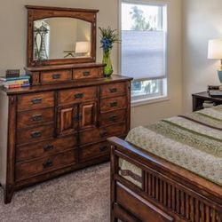 Lowboy, Highboy Dressers, Mirror, Amoire And Queen Bed