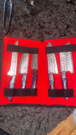Damascus knife set gray