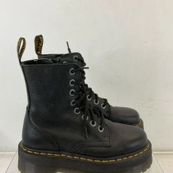 Dr. Martens Jadon III Black Leather Lace-Up Combat Platform Boots Men 5 Women 6
