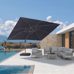 New PURPLE LEAF 8' X 8' Patio Umbrella Outdoor Cantilever Umbrella, Aluminum Offset Umbrella with Champagne Frame and 360° Rotation for Pool Deck Gard