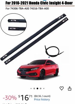 2X Black Roof Trim Molding Kit Compatible with Honda Civic 2PCS Black Roof Trim Molding Kit Compatible with Honda Civic 2016-2021 Insight 2019-2021,Re