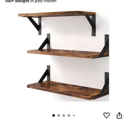  Floating Shelves for Wall, Wall Mount Book Shelf, Hanging Shelves, Wall Bookshelf for Bedroom, Office, Living Room (Rustic Brown, 17 Inches)  New sea
