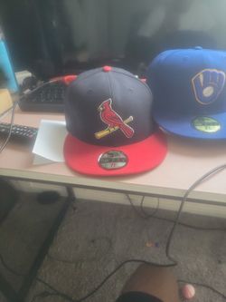 St. Louis Cardinals Cap And Milwaukee Brewers Onfield Caps