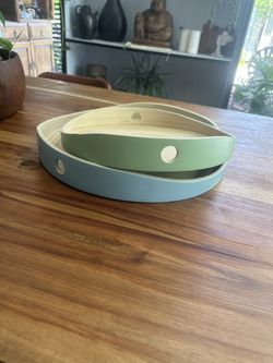 Multi-Colored Bamboo Trays Set 2 NEW