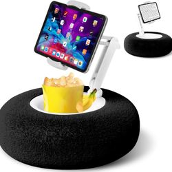 DEBTROP Tablet Pillow Stand Holder w/ Snack Bowl, Compatible w/ Devices 4.7"-13" - Black (NEW)