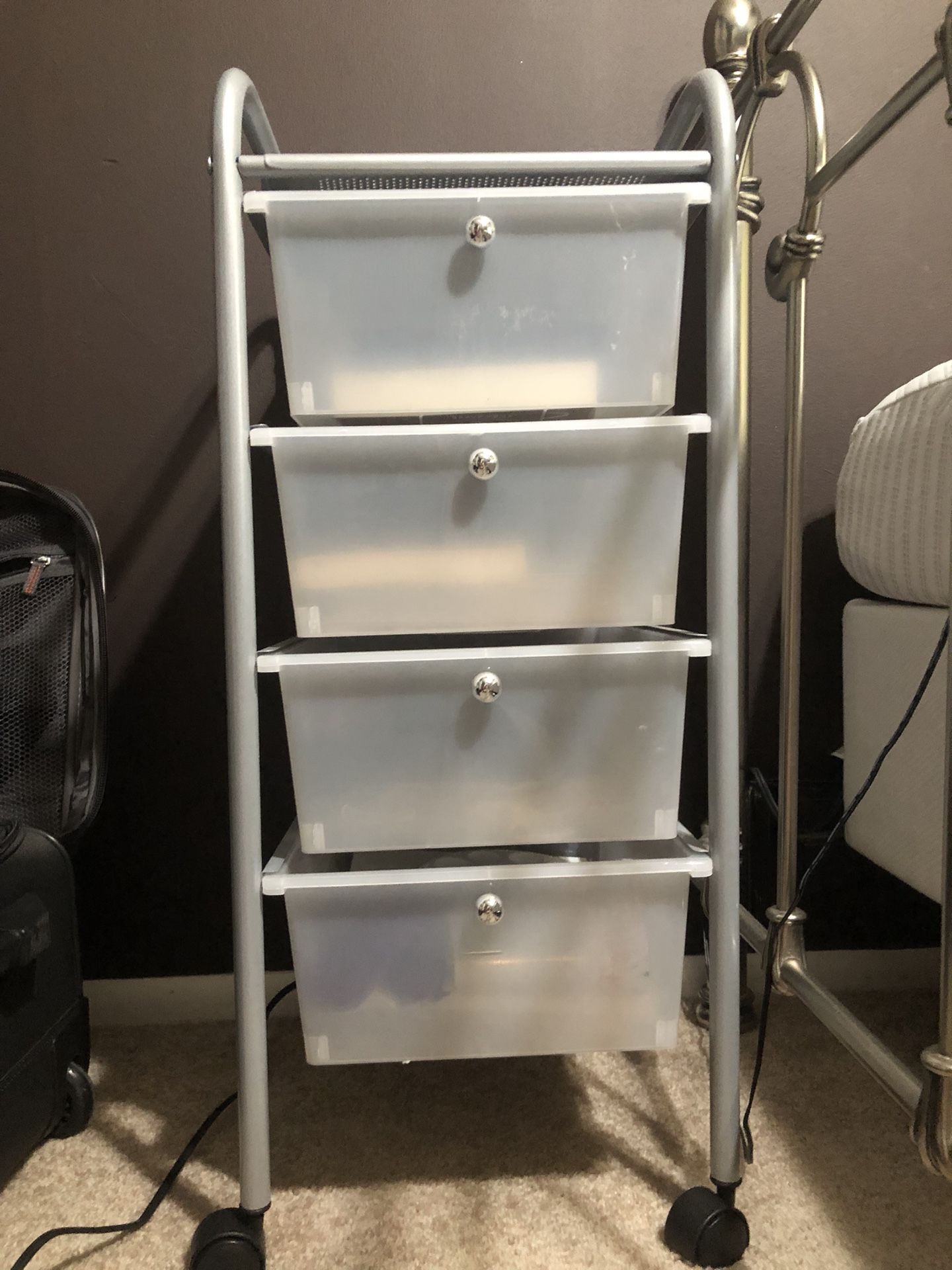 4 Drawer Silver Storage With Wheels