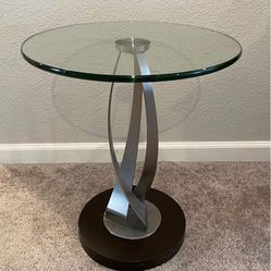Gigi Accent Wood Base Glass Top Side End Table