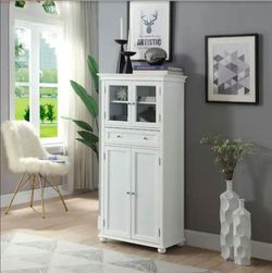 Hampton Harbor 25 in. W x 14 in. D x 53 in. H White Freestanding Linen Cabinet
