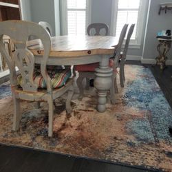 MASSIVE SOLID WOOD DINING SET 6 CHAIRS BOOKCSSE SHELF SIDEBOARD COASTAL 