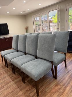 8 Lexington High-End Upholstered Dining Chairs – Custom Like New