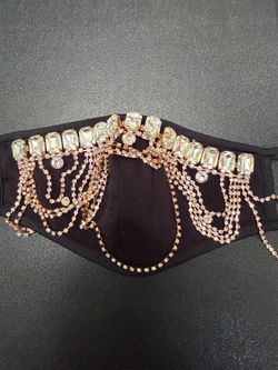 Bling rhinestones black face mask fancy fab