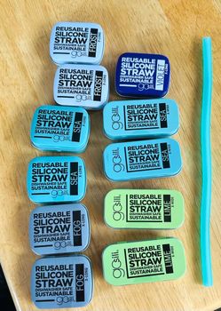 Lot of 10 New Sealed GoSili Reusable Silicone Straws with Travel Tins