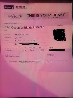 Killer queen: a tribute to queen 7pm 10/16/26