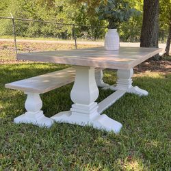 Custom Built Dining Table Solid wood Farmhouse Set Modern Rustic Bench Country Oval Round Counter Breakfast Height  Farm House 