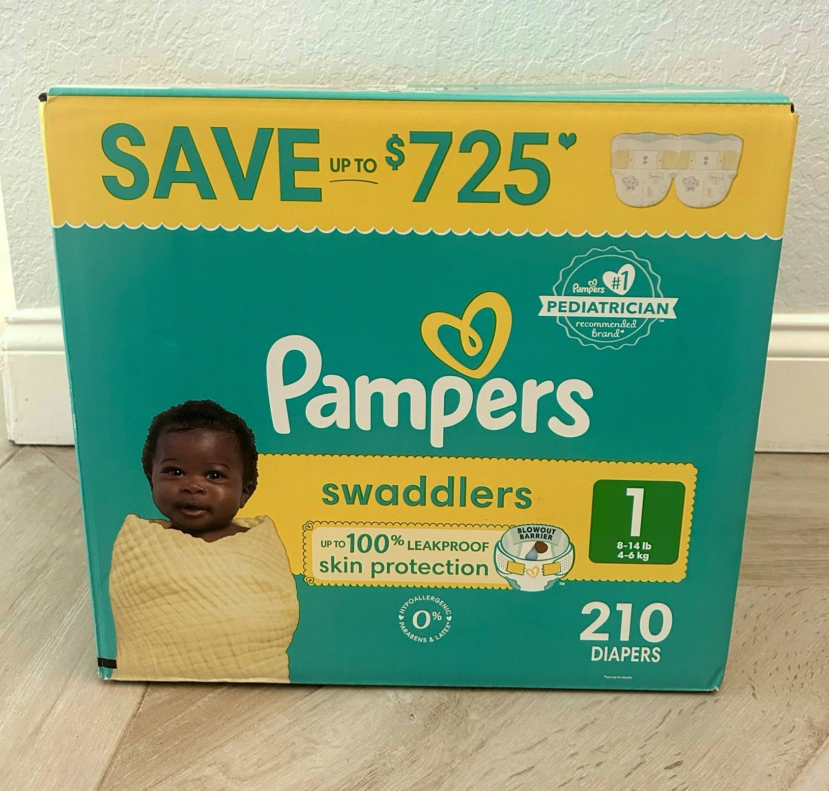 210 Pampers Swaddlers size 1