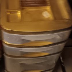 Metallic Gold Organizer Drawers On Wheels 