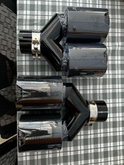 2xDual for BMW 63MM In 93MM Out Car Carbon Fiber Exhaust Twin End
