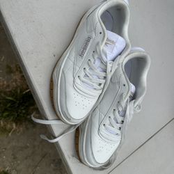 Reebok Tech G Geo Lifestyle Shoes Comfort Walking Sneakers White Leather Women 7 1/2