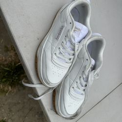 Reebok Tech G Geo Lifestyle Shoes Comfort Walking Sneakers White Leather Women 7 1/2