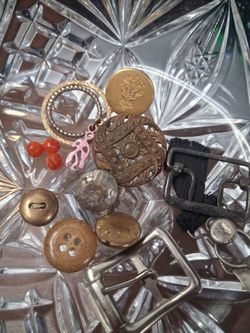 Vintage Mixed Lot Buttons Buckles and Charms