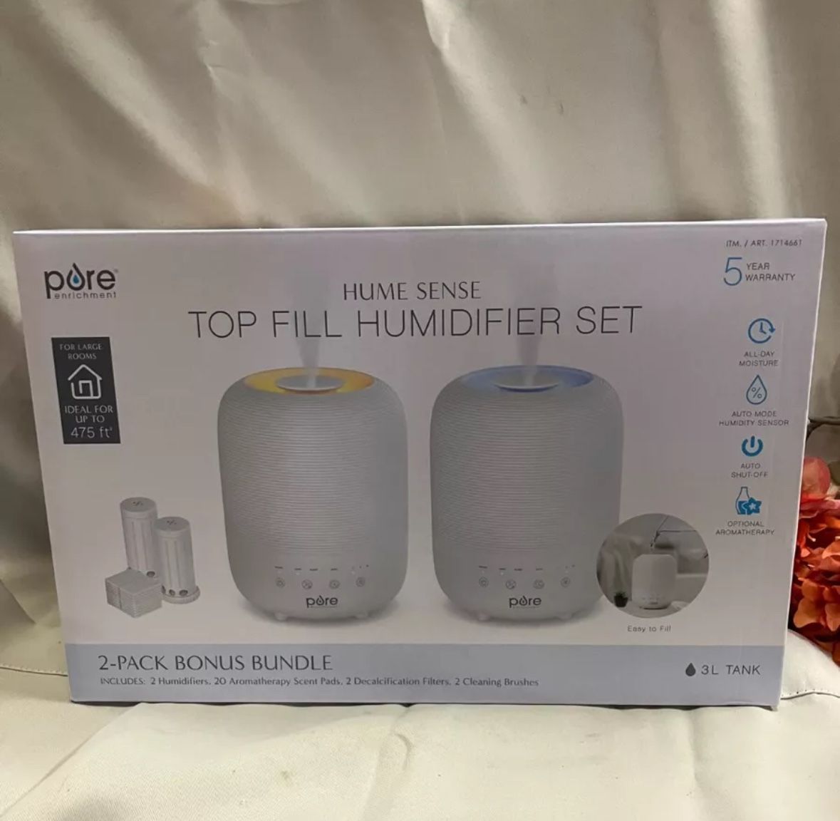 New Pure Enrichment Easy-Fill Humidifier Bonus Bundle, Easy to Refill, 2-Pack.